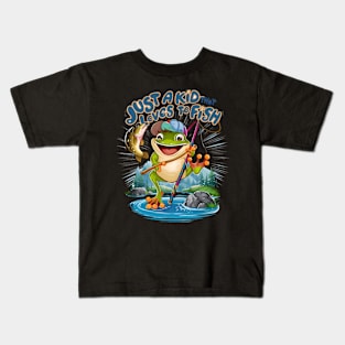 The Frog Angler: A Playful Twist on Fishing Kids T-Shirt